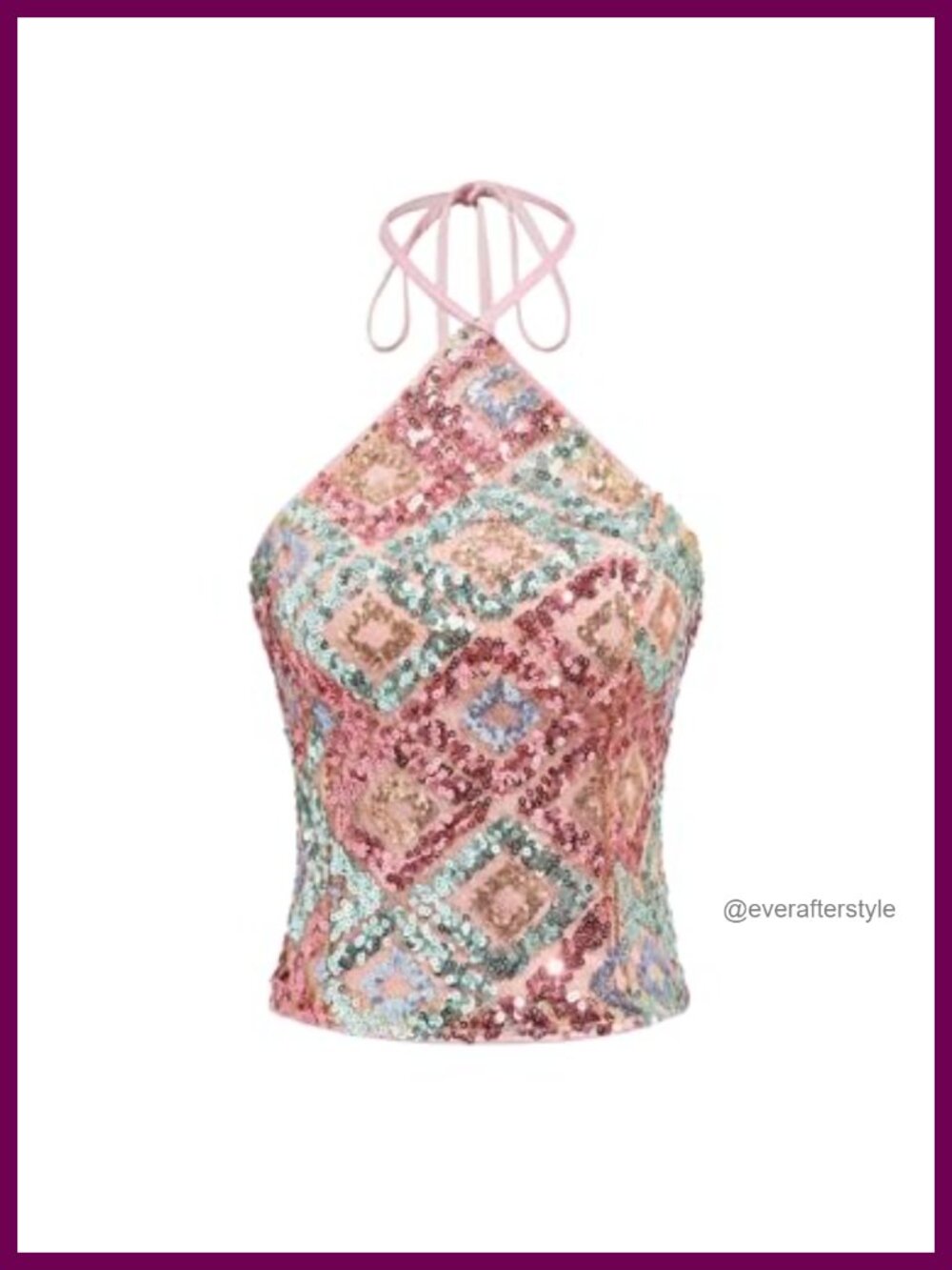 Sequin Sparkly Halter Top Sexy Backless Y2K Going Out Top